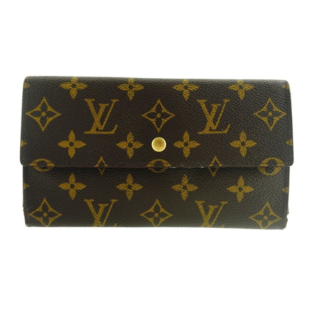 LOUIS VUITTON LV Monogram Canvas Leather International Long Checkbook Wallet